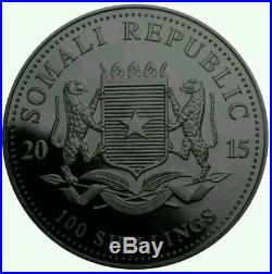 2015 Burning Somalia Elephant Silver Coin 1oz 999 Silver with Ruthenium + Gold