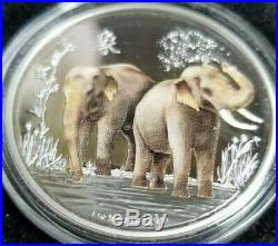 2015 NIUE Feng Shui Elephants 1 oz Proof/Colored. 999 Silver Coin