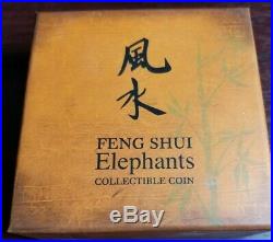 2015 NIUE Feng Shui Elephants 1 oz Proof/Colored. 999 Silver Coin