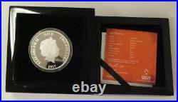2015 Niue Feng Shui Elephants $2 999 Pure Silver 1oz Proof Colour Coin Wood Box