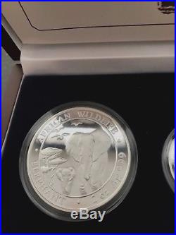 2015 Rare African Wildlife Elephant prestige pure silver proof 4 coin set