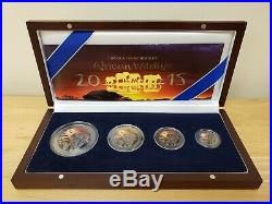 2015 SOMALIA AFRICAN WILDLIFE. 999 SILVER ELEPHANT COINS (4-COINS) With COA #L659