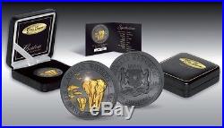 2015 SOMALIA ELEPHANT GOLDEN ENIGMA 1oz Silver Ruthenium Gold Plated Coin