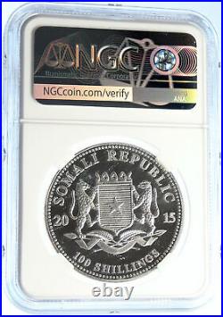 2015 SOMALI REPUBLIC SOMALIA Elephant Africa Proof Silver 100Shl Coin NGC i99391