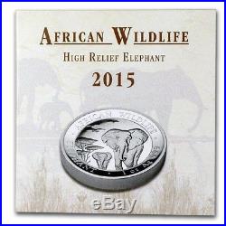 2015 Somali Elephant 1 oz. Silver Proof HIGH RELIEF African Series OGP & COA