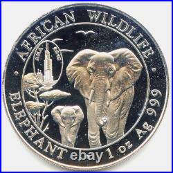 2015 Somali Republic African Wildlife Elephant 1oz Silver Bullion Coin DM383