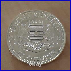 2015 Somalia 100 Schillings Elephant Silver 99.9% 1oz Silver Coin + Zip