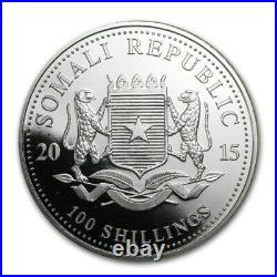 2015 Somalia 100 Shillings African Wildlife Elephant 1 oz 999 Silver Coin