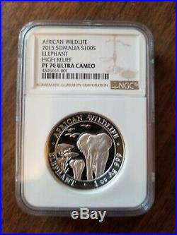 2015 Somalia 1oz Silver Elephant NGC PF70 Brown Label