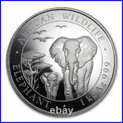 2015 Somalia 2000 Schillings African Wildlife Elephant Kilo. 999 Fine Silver Coi