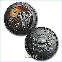 2015 Somalia 4-Coin 3.75 oz Silver Elephant Set Sunset (Colored) SKU #98422
