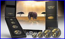 2015 Somalia African Wildlife Elephant Golden Enigma Gold Ruthenium Silver Coins