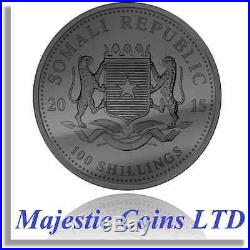 2015 Somalia Elephant 1 oz Silver Gold Gilt Ruthenium Plate Majestic Coin