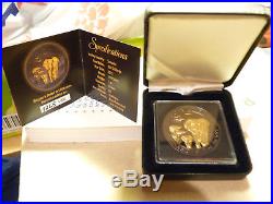 2015 Somalia Elephant African Wildlife BU Golden Enigma 1oz Silver Coin