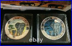 2015 Somalia Elephant Colorized DAY & NIGHT Silver 2-Coin Set COA# 400 / 500