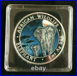 2015 Somalia Elephant Colorized DAY & NIGHT Silver 2-Coin Set COA# 400 / 500
