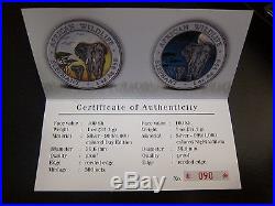 2015 Somalia Elephant Day & Night Colorized 2 silver coin set African Wildlife