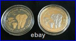 2015 Somalia Silver Elephant 2-coin Set Gold Platinum Black Ruthenium