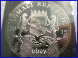 2015 Somolia Golden Enigma Elephant Ruthenium 1 Oz. 999 Silver 24k Pltd Coin
