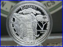 2015 Tanzania ELEPHANT Proof 1oz. 999 Fine Silver BIG 5 Coin #CF ECC&C, Inc