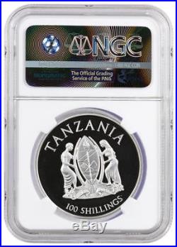 2015 Tanzania Silvered 100 Shillings Serengeti Elephant PL 70 UC NGC Coin