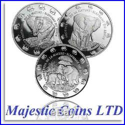 2016 -15-14 Benin. 999 Silver Elephants Protection De La Nature 3 x1 oz Coins