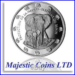 2016 -15-14 Benin. 999 Silver Elephants Protection De La Nature 3 x1 oz Coins