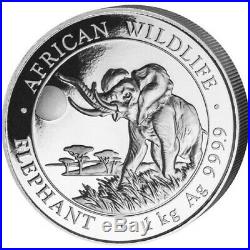 2016 1 Kilo Somalia. 999 Silver Elephant Coin (BU)