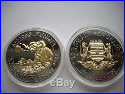 2016 1 Oz Silver Coin Somalian Elephant Blackout Collection Black Ruthenium-24kt