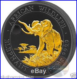 2016! Golden Enigma Elephant 1oz Silver Ruthenium Gold Plated Coin Somalia