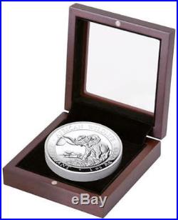 2016 SOMALIA ELEPHANT, 1 OZ HIGH RELIEF PP-PROOF SILVER With COIN CASE & COA