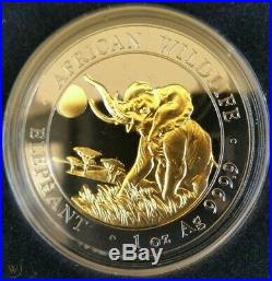 2016 Somali Elephant 1 oz. 999 Silver coin BLACKOUT Ruthenium & 24K Gold Enigma