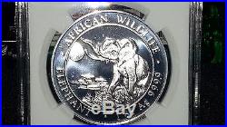 2016 Somalia 100 Shillings 1 Oz. 9999 fine! Silver African Elephant NGC MS70 ER
