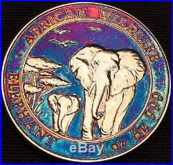 2016 Somalia 1 oz. 999 Silver Elephant BU ART RAINBOW TONED STUNNING