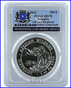 2016 Somalia 1oz Silver Elephant PCGS MS70 Pop 18