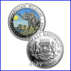2016 Somalia 2-Coin 1 oz Silver Elephant Set Day/Night (Colored) SKU #93160