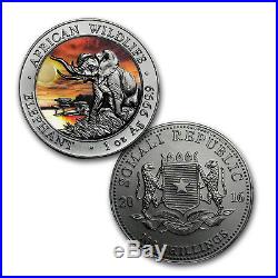 2016 Somalia 4-Coin 3.75 oz Silver Elephant Set Sunset (Colored) SKU #150014
