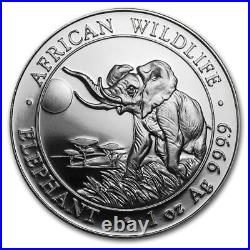 2016 Somalia Africa Wildlife Elephant Sterling Silver 1 Oz Coin With Warranty Ca