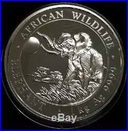 2016 Somalia Elephant 1 Kilo African Wildlife. 9999 Silver Coin in Capsule BU