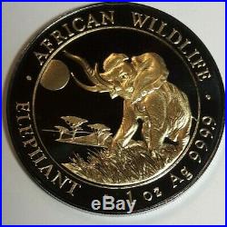 2016 Somalia Elephant. 9999 Silver Gold Gilded Ruthenium Limited 1/100 #c (dr)
