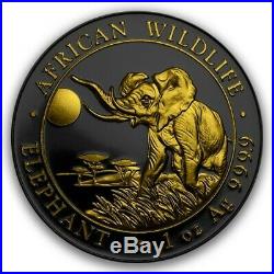 2016 Somalia Elephant. 9999 Silver Gold Gilded Ruthenium Limited 1/100 #d (dr)