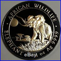 2016 Somalia Elephant. 9999 Silver Gold Gilded Ruthenium Limited 1/100 #e (dr)