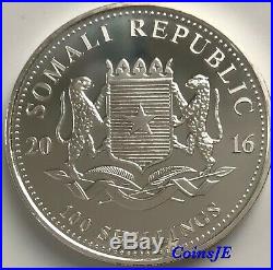 2016 Somalia Elephant African Wildlife 1 Oz 999.9 Colorized Silver Coin