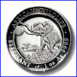 2016 Somalia Trumpeting Elephant High Relief Proof Silver coin