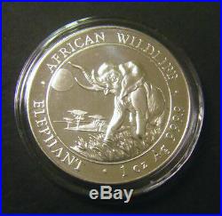 2016 Somalian African Elephant 1oz Silver Bullion Coin 100 Schillings
