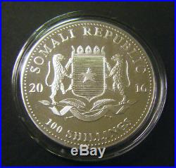 2016 Somalian African Elephant 1oz Silver Bullion Coin 100 Schillings