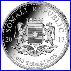 2017 1000 Shillings Somalia AFRICAN ELEPHANT 10 Oz Silver BU Coin