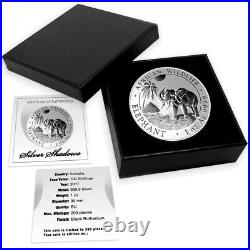 2017 100 Shillings SOMALIAN SHADOW ELEPHANT Ruthenium 1 Oz Silver Coin