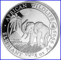 2017 100 Shillings Somalia AFRICAN ELEPHANT With Rooster Privy 1 Oz Silver Coin
