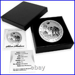 2017 1 Oz Silver 100 Shillings SOMALIAN SHADOW ELEPHANT Ruthenium Coin